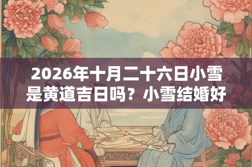 2026年十月二十六日小雪是黄道吉日吗？小雪结婚好吗？