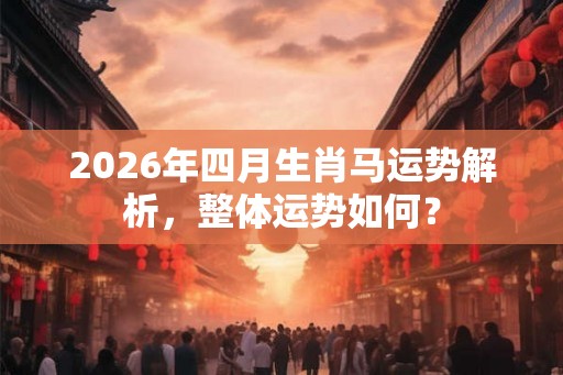2026年四月生肖马运势解析，整体运势如何？
