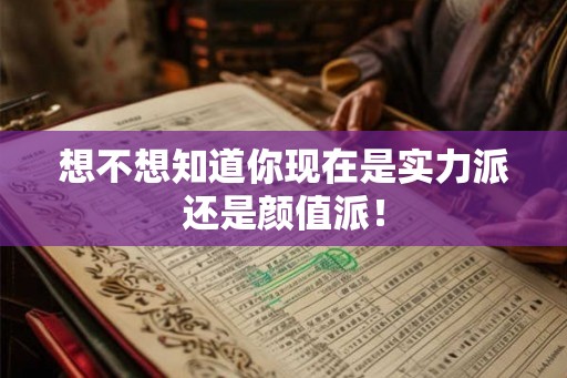 想不想知道你现在是实力派还是颜值派！