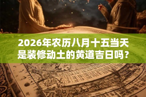 2026年农历八月十五当天是装修动土的黄道吉日吗？