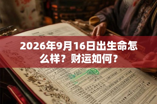 2026年9月16日出生命怎么样？财运如何？