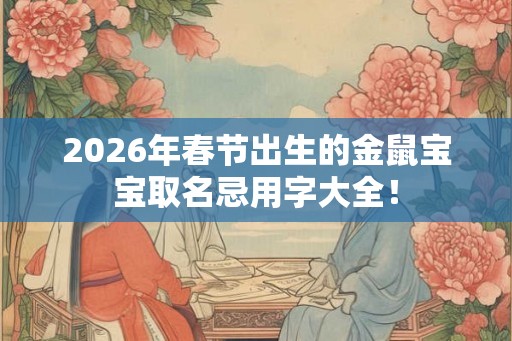 2026年春节出生的金鼠宝宝取名忌用字大全！