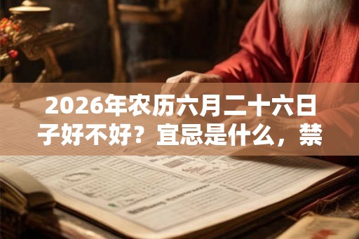 2026年农历六月二十六日子好不好？宜忌是什么，禁忌什么？