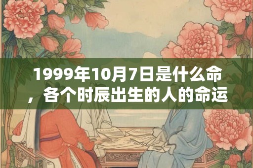 1999年10月7日是什么命，各个时辰出生的人的命运