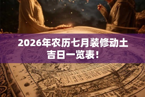 2026年农历七月装修动土吉日一览表！