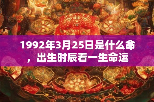 1992年3月25日是什么命，出生时辰看一生命运