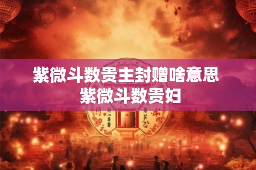 紫微斗数贵主封赠啥意思  紫微斗数贵妇
