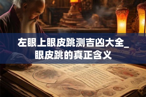 左眼上眼皮跳测吉凶大全_眼皮跳的真正含义
