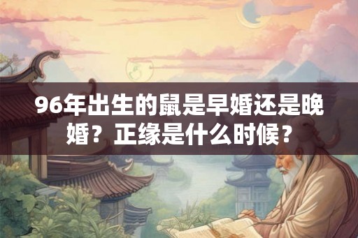 96年出生的鼠是早婚还是晚婚？正缘是什么时候？