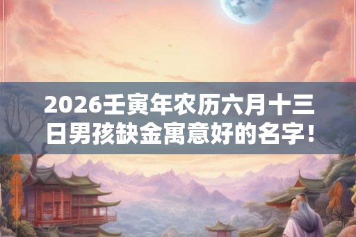 2026壬寅年农历六月十三日男孩缺金寓意好的名字！