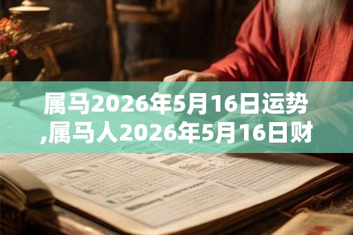 属马2026年5月16日运势,属马人2026年5月16日财运,生肖马2026年5月16日运势