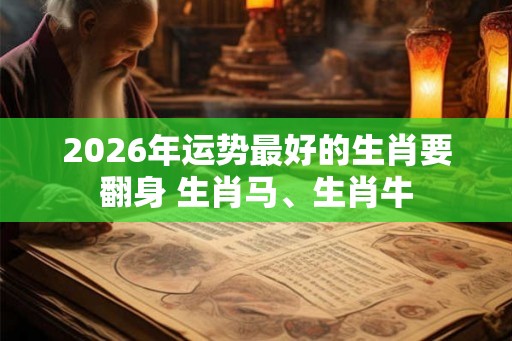 2026年运势最好的生肖要翻身 生肖马、生肖牛