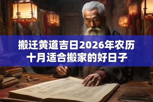 搬迁黄道吉日2026年农历十月适合搬家的好日子
