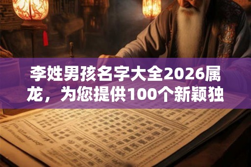 李姓男孩名字大全2026属龙，为您提供100个新颖独特、寓意美好未来的选择
