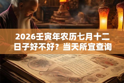 2026壬寅年农历七月十二日子好不好？当天所宜查询