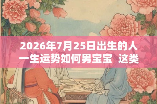 2026年7月25日出生的人一生运势如何男宝宝  这类人的命程详解