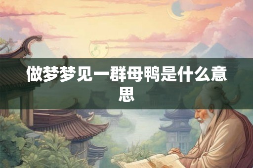 做梦梦见一群母鸭是什么意思