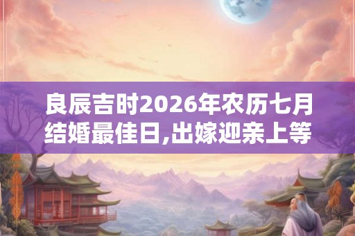 良辰吉时2026年农历七月结婚最佳日,出嫁迎亲上等吉日