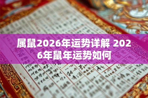 属鼠2026年运势详解 2026年鼠年运势如何