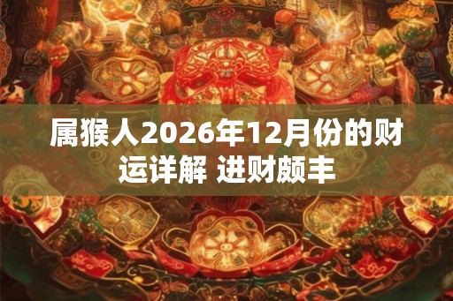 属猴人2026年12月份的财运详解 进财颇丰