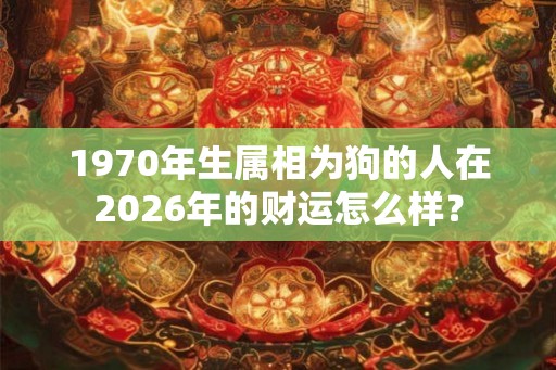1970年生属相为狗的人在2026年的财运怎么样？
