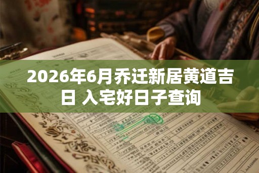 2026年6月乔迁新居黄道吉日 入宅好日子查询