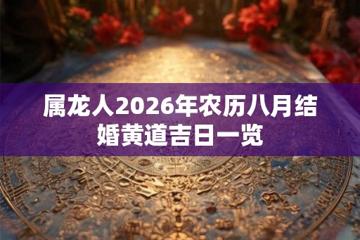 属龙人2026年农历八月结婚黄道吉日一览