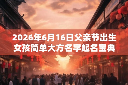 2026年6月16日父亲节出生女孩简单大方名字起名宝典