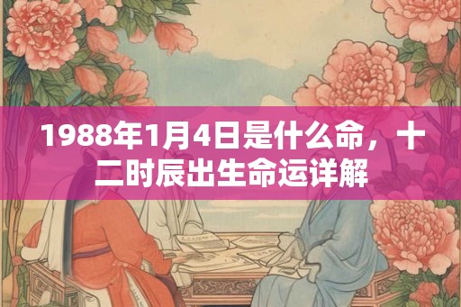 1988年1月4日是什么命，十二时辰出生命运详解