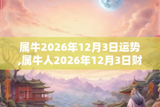 属牛2026年12月3日运势,属牛人2026年12月3日财运,生肖牛2026年12月3日运势