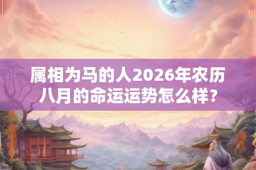 属相为马的人2026年农历八月的命运运势怎么样？