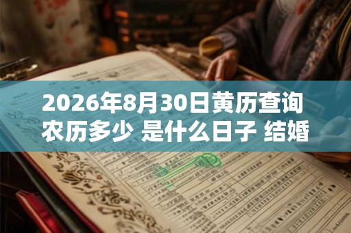 2026年8月30日黄历查询 农历多少 是什么日子 结婚吉时