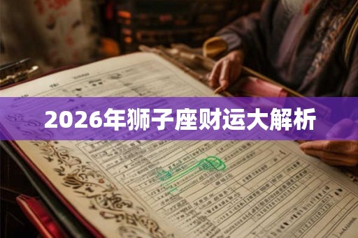 2026年狮子座财运大解析