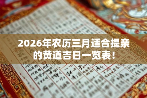 2026年农历三月适合提亲的黄道吉日一览表! 2026年农历三月适合提亲的黄道吉日一览表!
