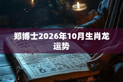 郑博士2026年10月生肖龙运势
