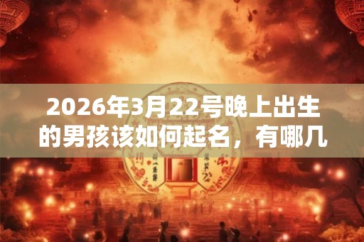 2026年3月22号晚上出生的男孩该如何起名，有哪几种方法？