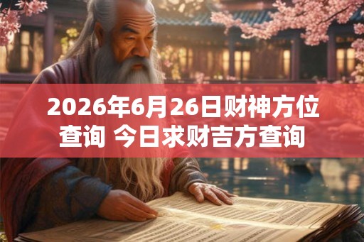 2026年6月26日财神方位查询 今日求财吉方查询