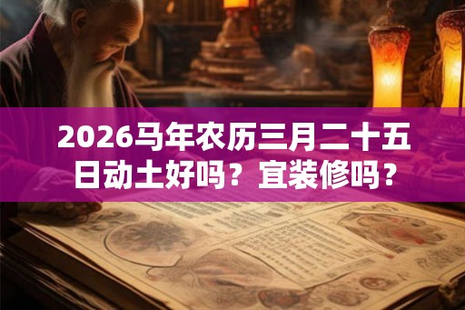 2026马年农历三月二十五日动土好吗？宜装修吗？