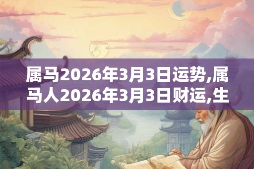 属马2026年3月3日运势,属马人2026年3月3日财运,生肖马2026年3月3日运势