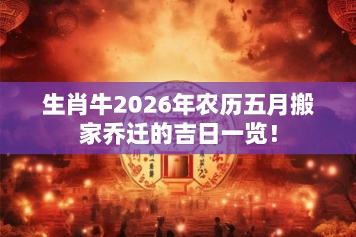 生肖牛2026年农历五月搬家乔迁的吉日一览! 生肖牛2026年农历五月搬家乔迁的吉日一览!