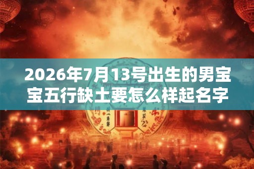2026年7月13号出生的男宝宝五行缺土要怎么样起名字