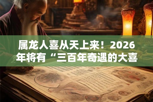 属龙人喜从天上来！2026年将有“三百年奇遇的大喜事”
