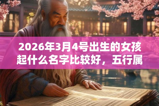 2026年3月4号出生的女孩起什么名字比较好，五行属什么