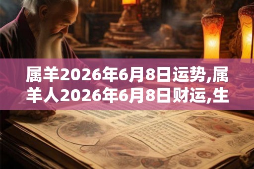 属羊2026年6月8日运势,属羊人2026年6月8日财运,生肖羊2026年6月8日运势