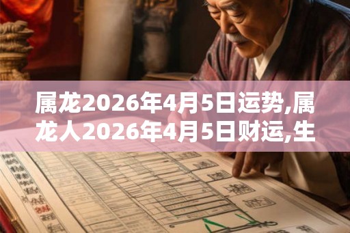 属龙2026年4月5日运势,属龙人2026年4月5日财运,生肖龙2026年4月5日运势