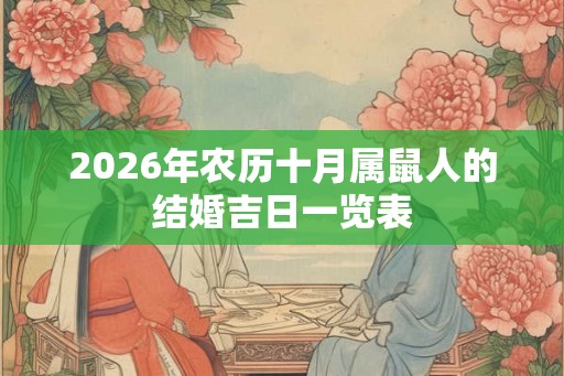 2026年农历十月属鼠人的结婚吉日一览表