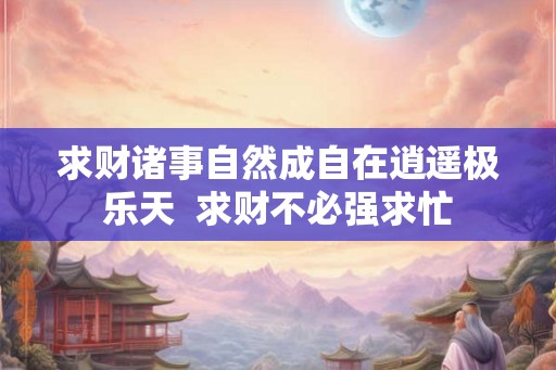 求财诸事自然成自在逍遥极乐天 求财不必强求忙 求财诸事自然成自在逍遥极乐天 求财不必强求忙