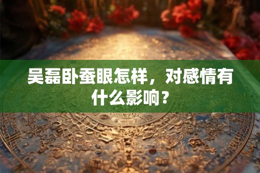 吴磊卧蚕眼怎样,对感情有什么影响? 吴磊卧蚕眼怎样,对感情有什么影响?