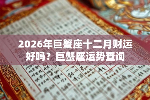 2026年巨蟹座十二月财运好吗?巨蟹座运势查询 2026年巨蟹座十二月财运好吗?巨蟹座运势查询