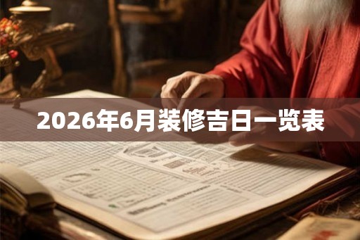 2026年6月装修吉日一览表